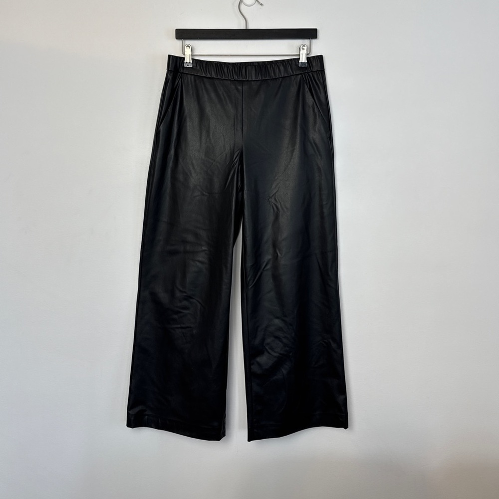 RAFFAELLO ROSSI Black Wide-Leg Faux Leather Pants - Picture 5 of 8